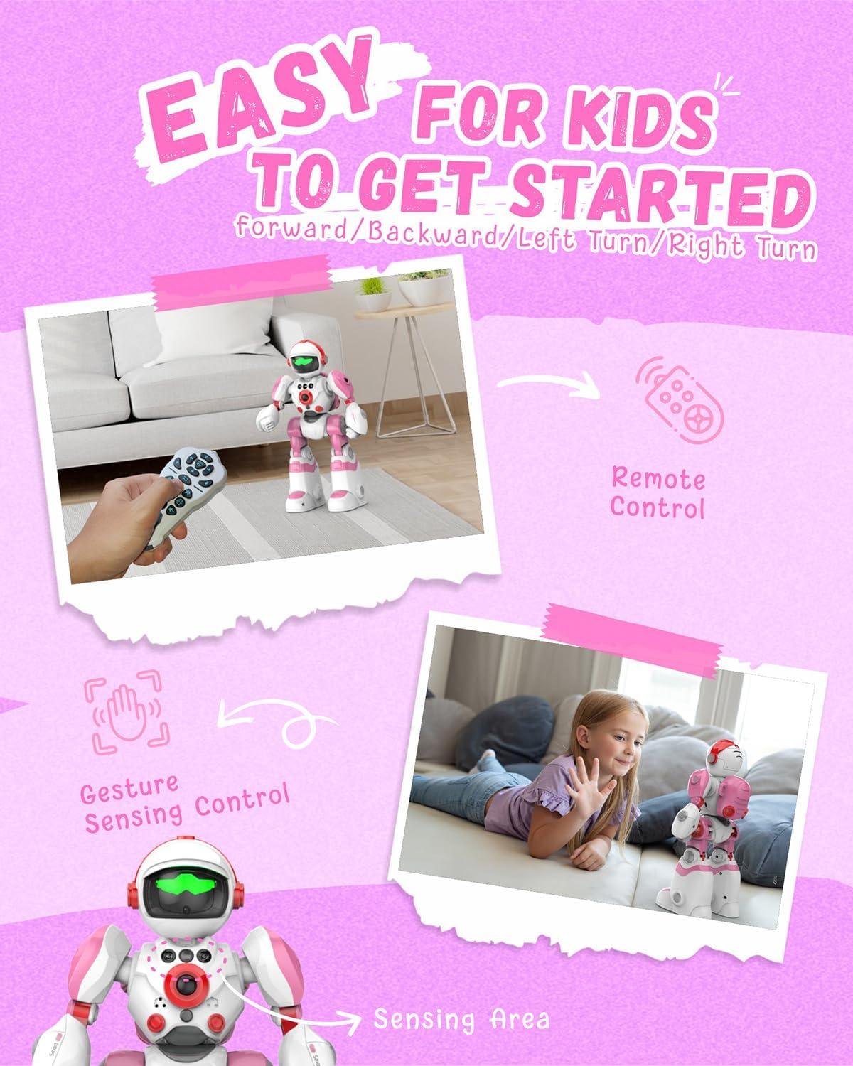 Oharsea Toys for 3-8 Year Old Boys and Girls, Rechargeable Robot Toys for Kids with Recording Voice, Programming, Gesture Sensing, Singing, Dancing, RC Robot Birthday Gifts for Boys and Girls - Image 3