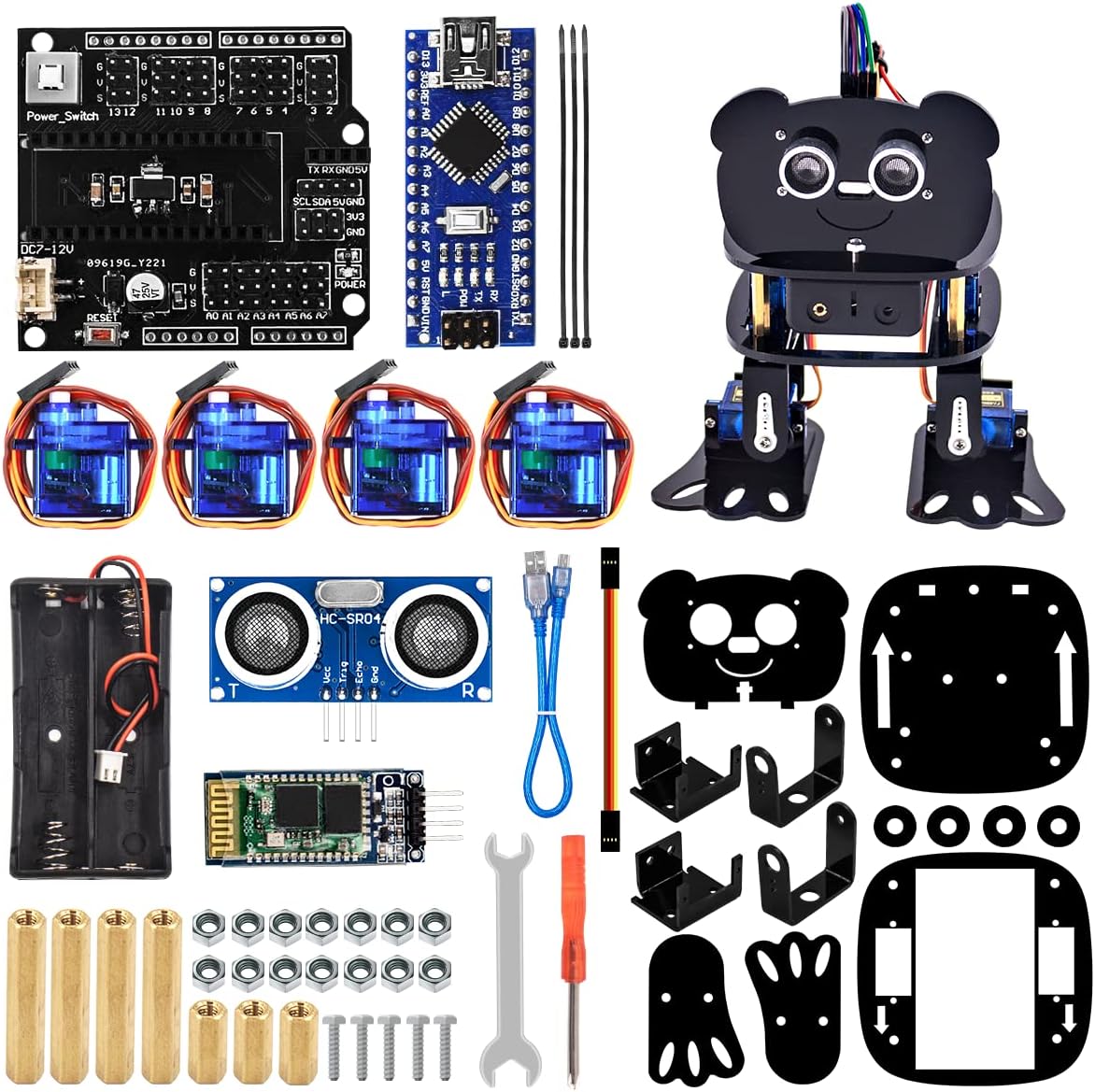 LAFVIN DIY 4-DOF Panda Robot Kit Programmable Dancing Robot Kit Support Android APP Control Compatible with Arduino IDE
