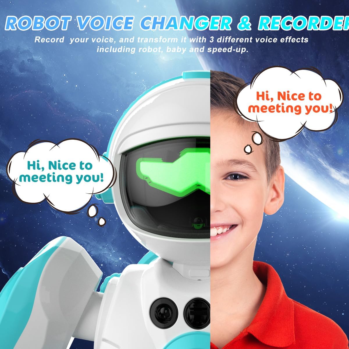 VATOS 2PCS Robot Toys for Kids, Remote Control Robot with Record Voice & Gesture Sensing Control, Rechargeable Programmable Music Dancing Functions Cool Birthday Gift for Boys Age 3 4 5 6 Years Old - Image 4