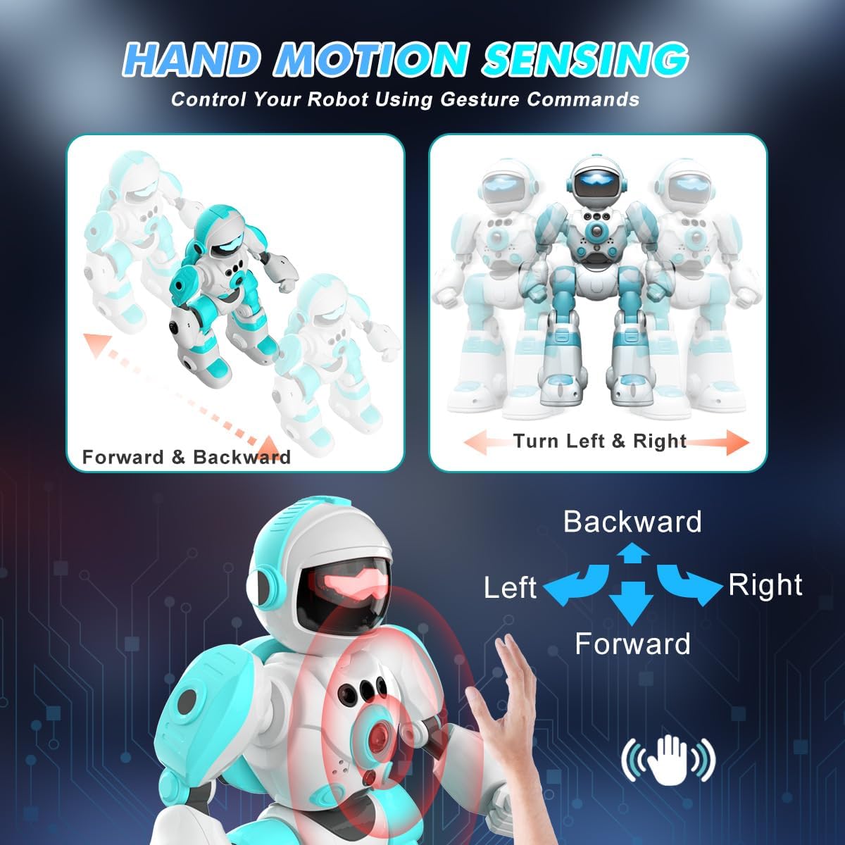 VATOS 2PCS Robot Toys for Kids, Remote Control Robot with Record Voice & Gesture Sensing Control, Rechargeable Programmable Music Dancing Functions Cool Birthday Gift for Boys Age 3 4 5 6 Years Old - Image 7