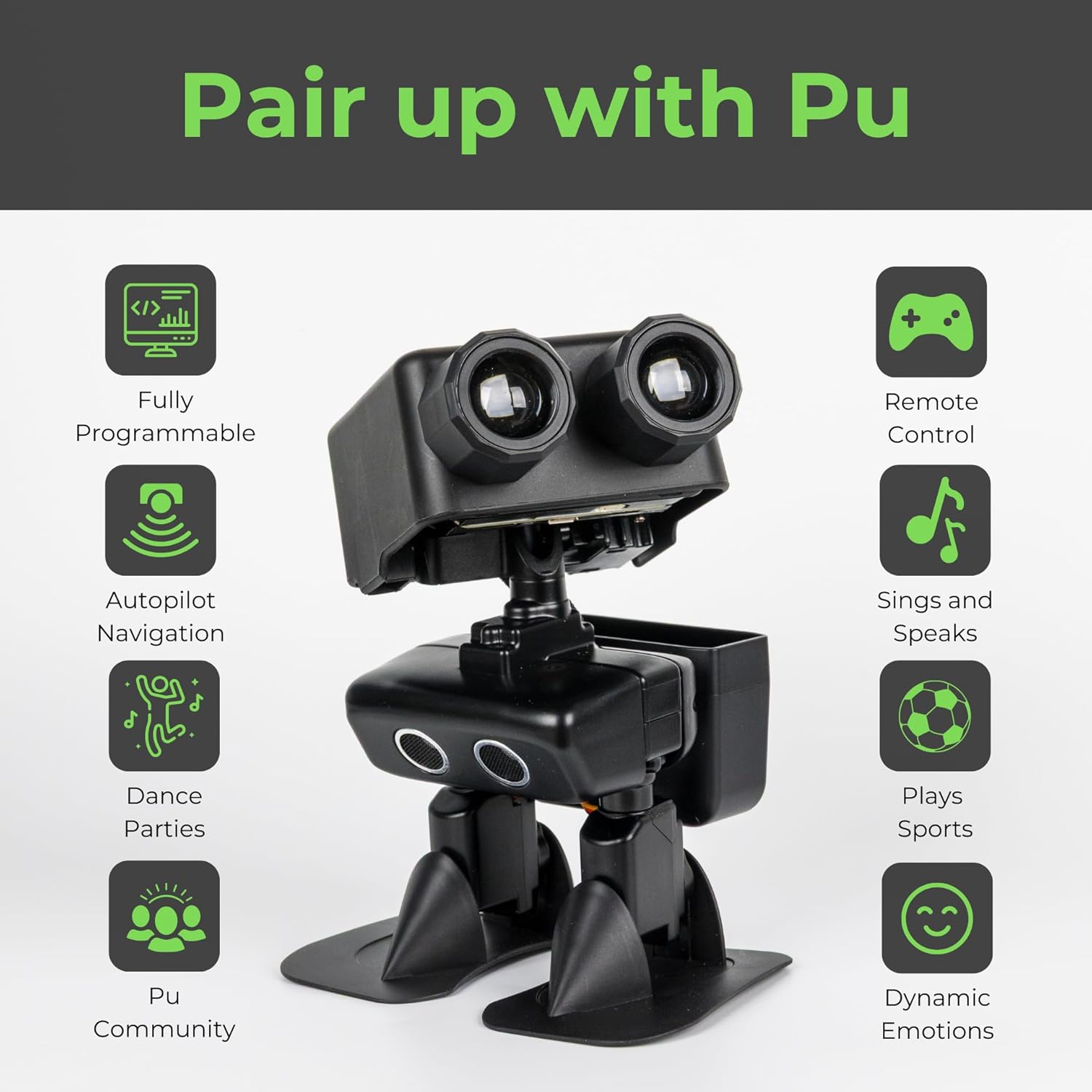 Robot PU – Adorable AI Humanoid | STEM Toy Supports Micro:bit | Programmable, Interactive & Upgradable | Walks, Dances, Talks & Sings | Self-Balancing | Remote & Autopilot | 30+ Free Online Classes - Image 3