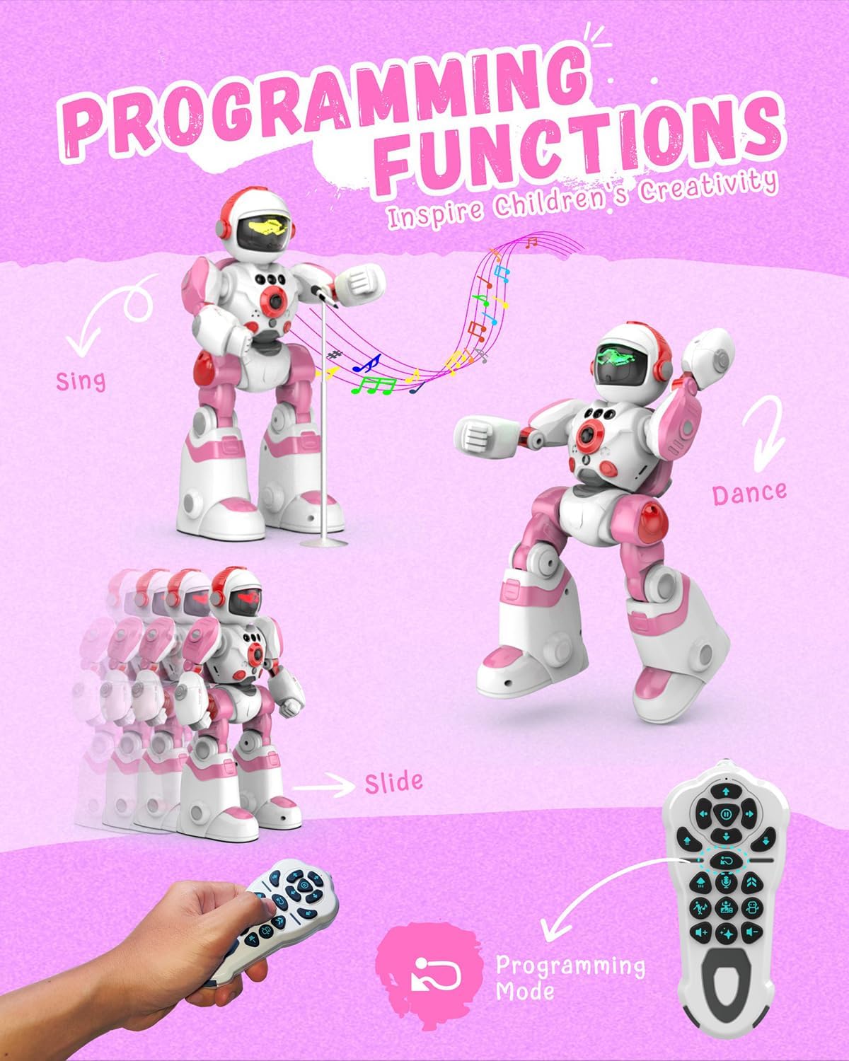 Oharsea Toys for 3-8 Year Old Boys and Girls, Rechargeable Robot Toys for Kids with Recording Voice, Programming, Gesture Sensing, Singing, Dancing, RC Robot Birthday Gifts for Boys and Girls - Image 4