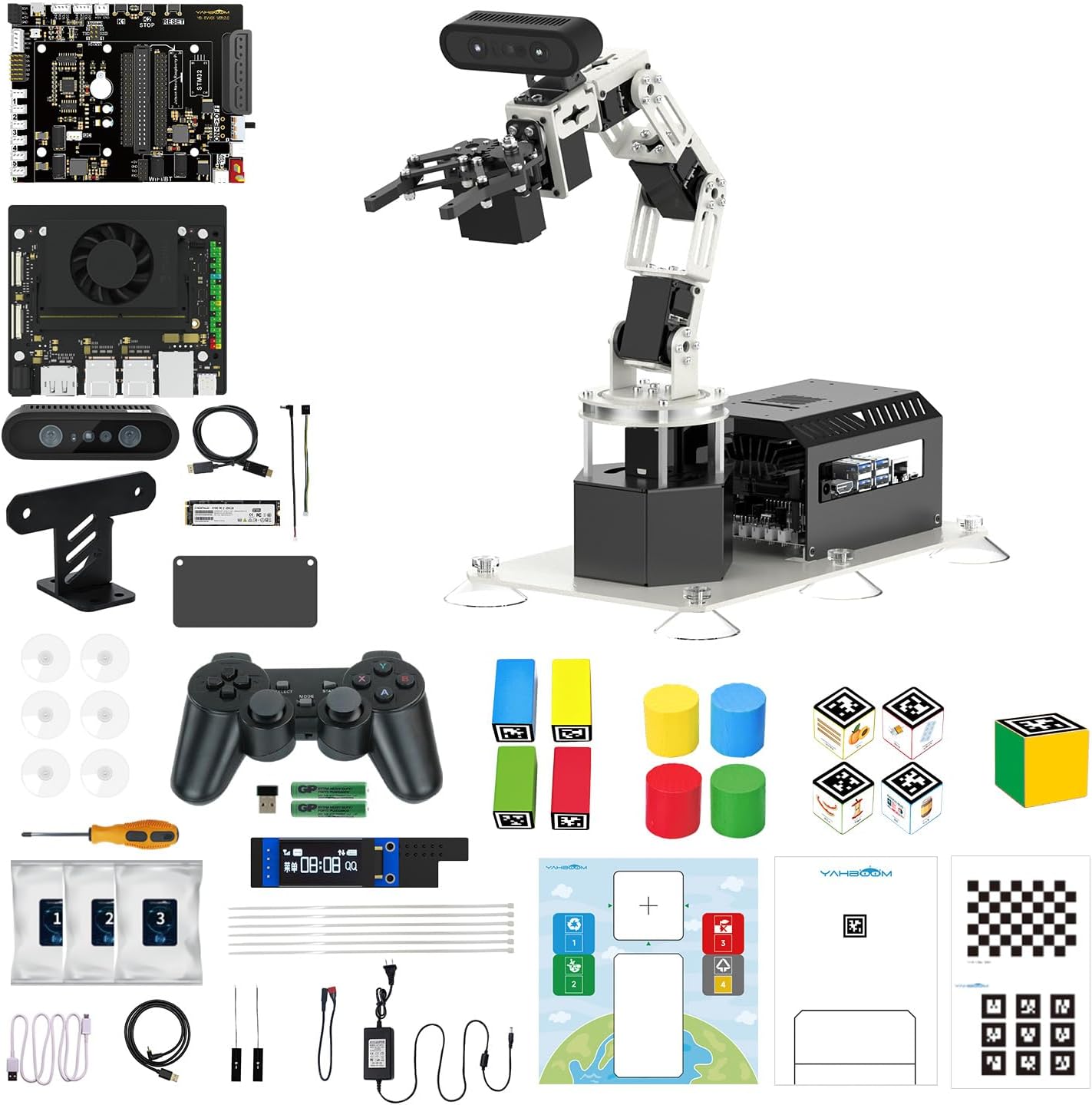 Yahboom ROS2 Robot Car Ackerman Steering Chassis,AI Visual Recognition Embodied Intelligence AI for Jetson Nano B01 4GB,AI Voice Interaction(Superior Ver with Nano-4GB)