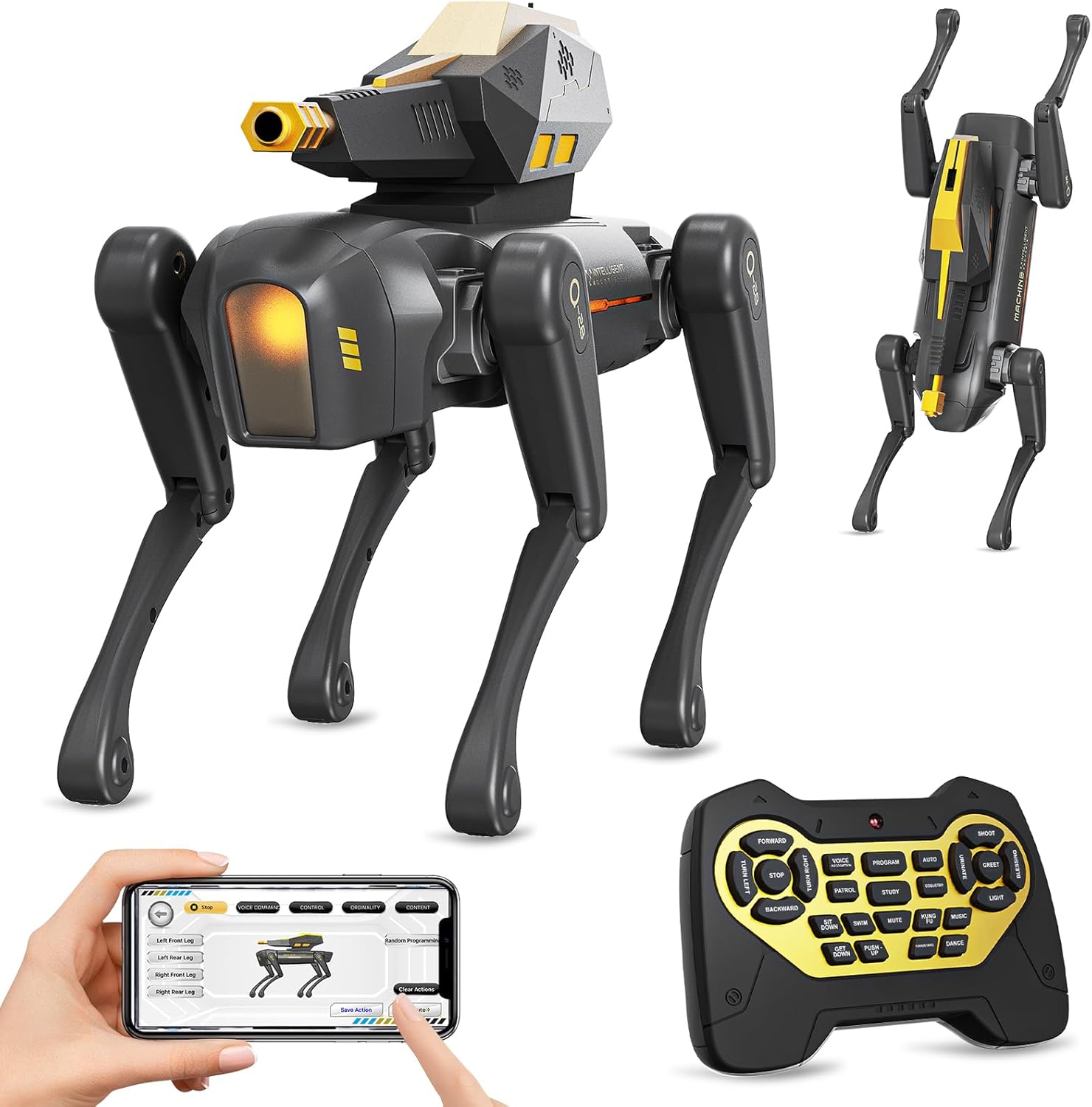 cxjoigxi Smart Robot Dog Toy, Interactive STEM Robot Pet with Blaster, Voice & Remote Control, App Programming, 30+ Actions, Bionic Walking, Robotic Dog Birthday Gifts for Kids Boys Girls Age 6+