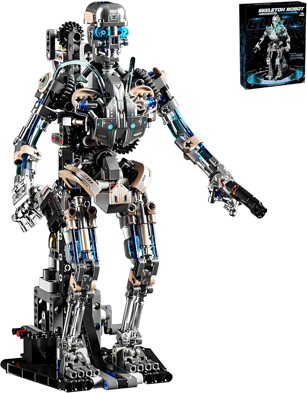 CSNRHG Mechanical Skeleton Robot Building Block Toy 692+Pieces Twistable Body and Poseable Design Creative STEM Toy for Kids and Adults