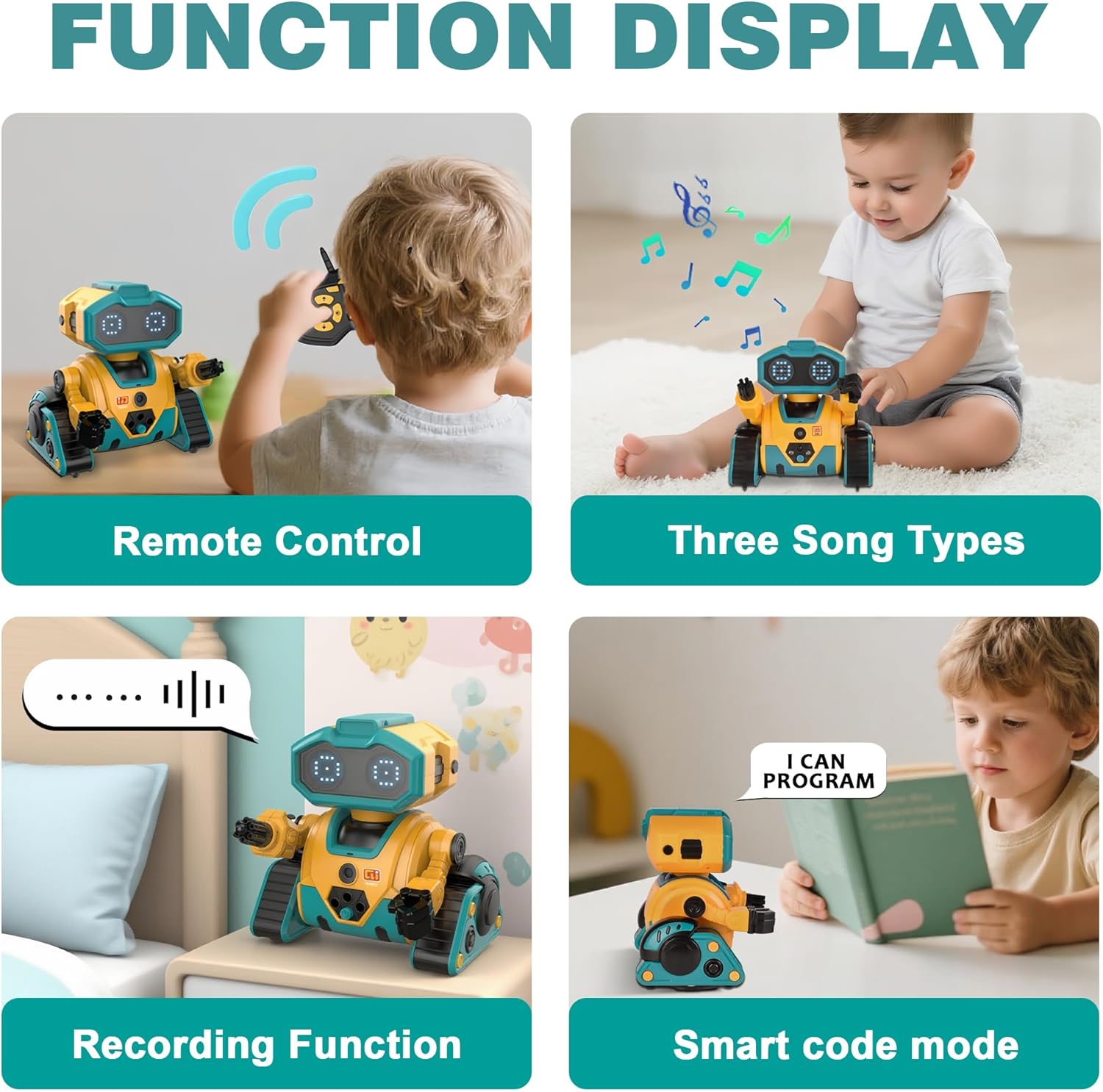 BYTEWAR Robot Toys for Kids, Rechargeable RC Robots with GestureSensing,Auto-Demonstration, Robot Toy for Kids 3-5(Yellow) - Image 5