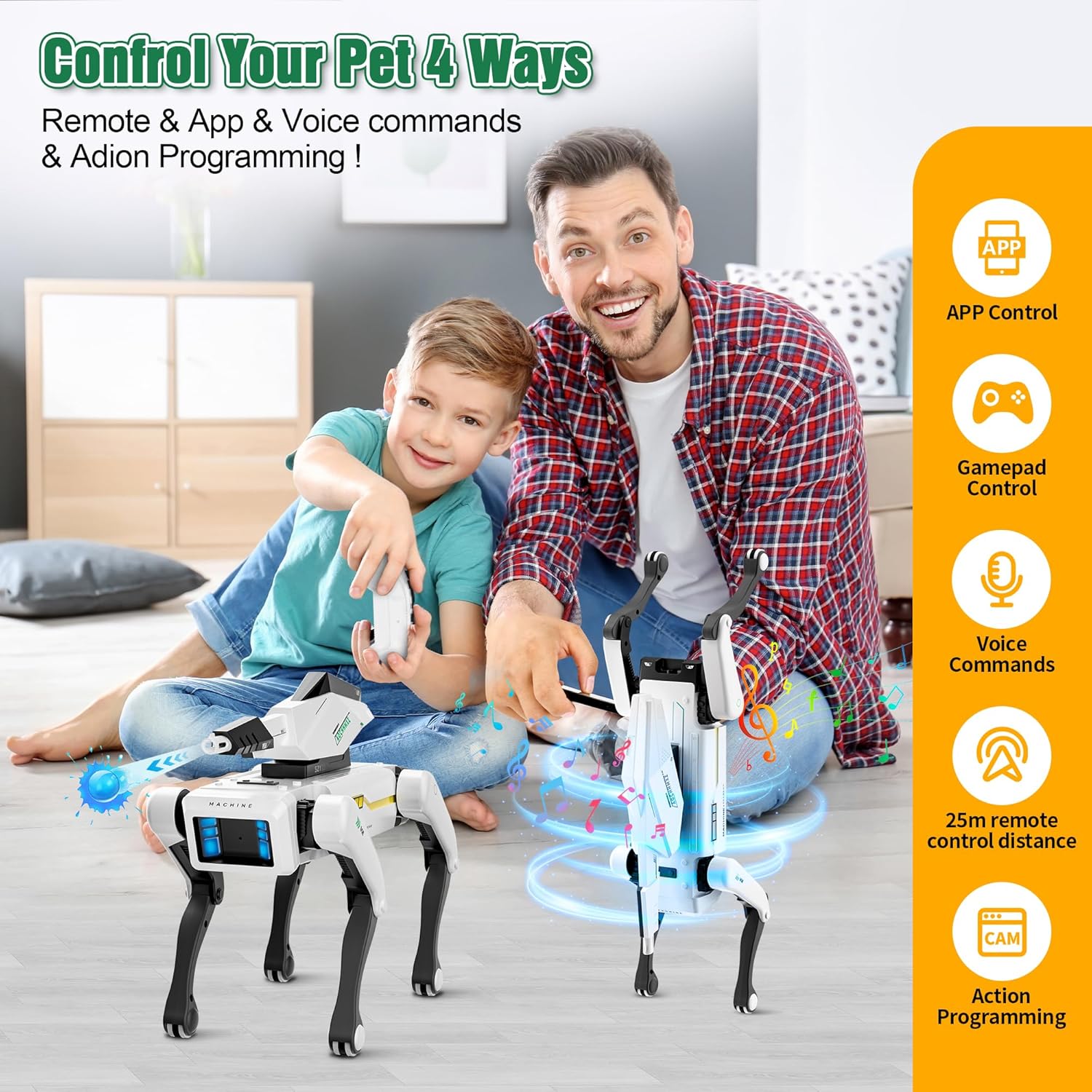 Dingdongwu Shoot Robot Dog - Interactive STEM Pet with Voice Control, 30+ Actions & APP Programming, Durable Design for Kids Age 6+ (Compatible with iOS/Android) - Image 2