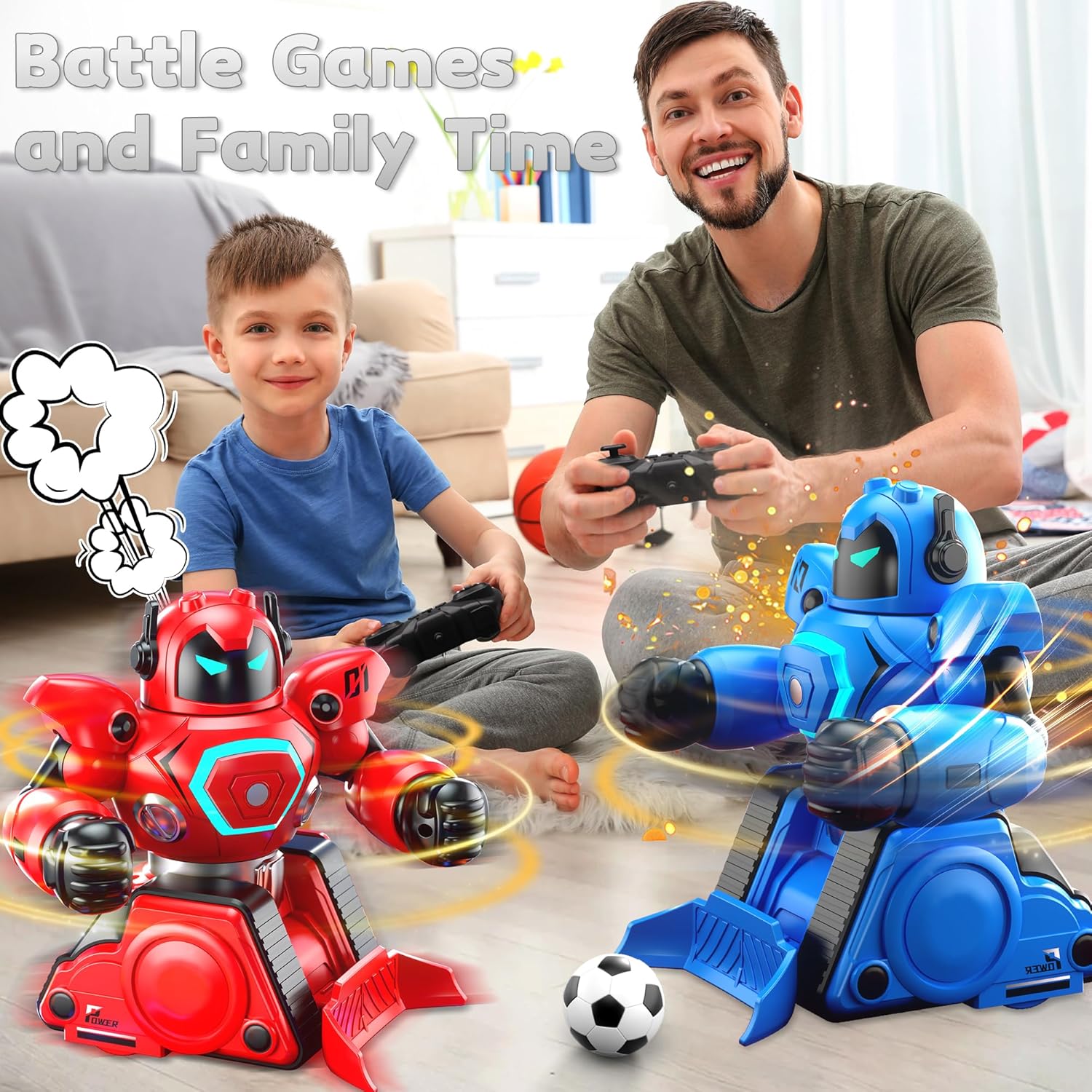 LZZAPJ 2-Pack Remote Control Fighting Robot Battle Bots Toys with Sounds & Lights - Soccer Game Mode, Suitable for Adults & Kids Ages 6 7 8 9 10 11 12+, Ideal Christmas/Birthday Gift for Boys - Image 3