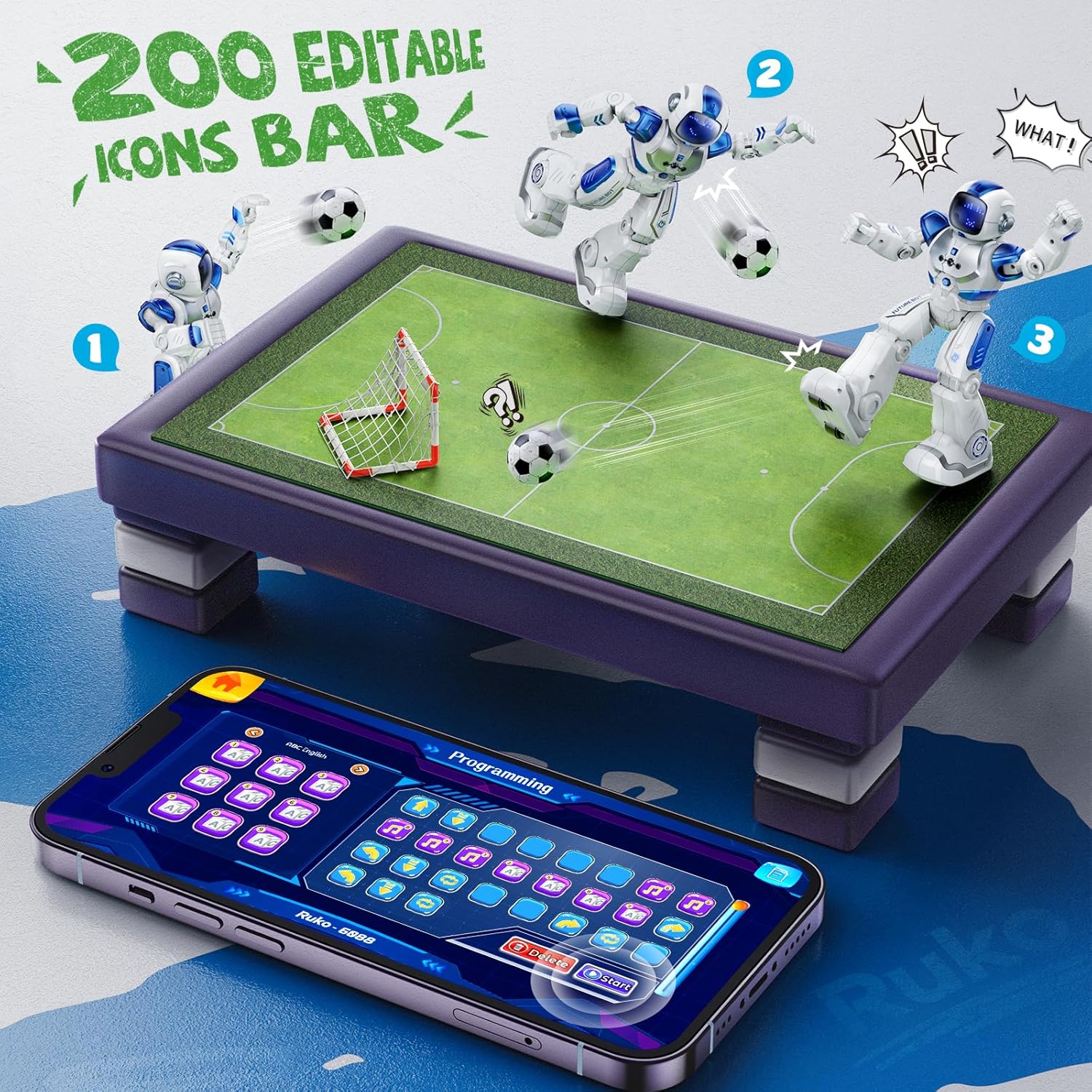 Ruko 6088 Programmable Robot with Gesture, Remote & APP Control, Rechargeable Robots Toys for Boys and Girls, Interactive LED Faces, Q&A Games, Gift for Kids 3–6, Blue - Image 6